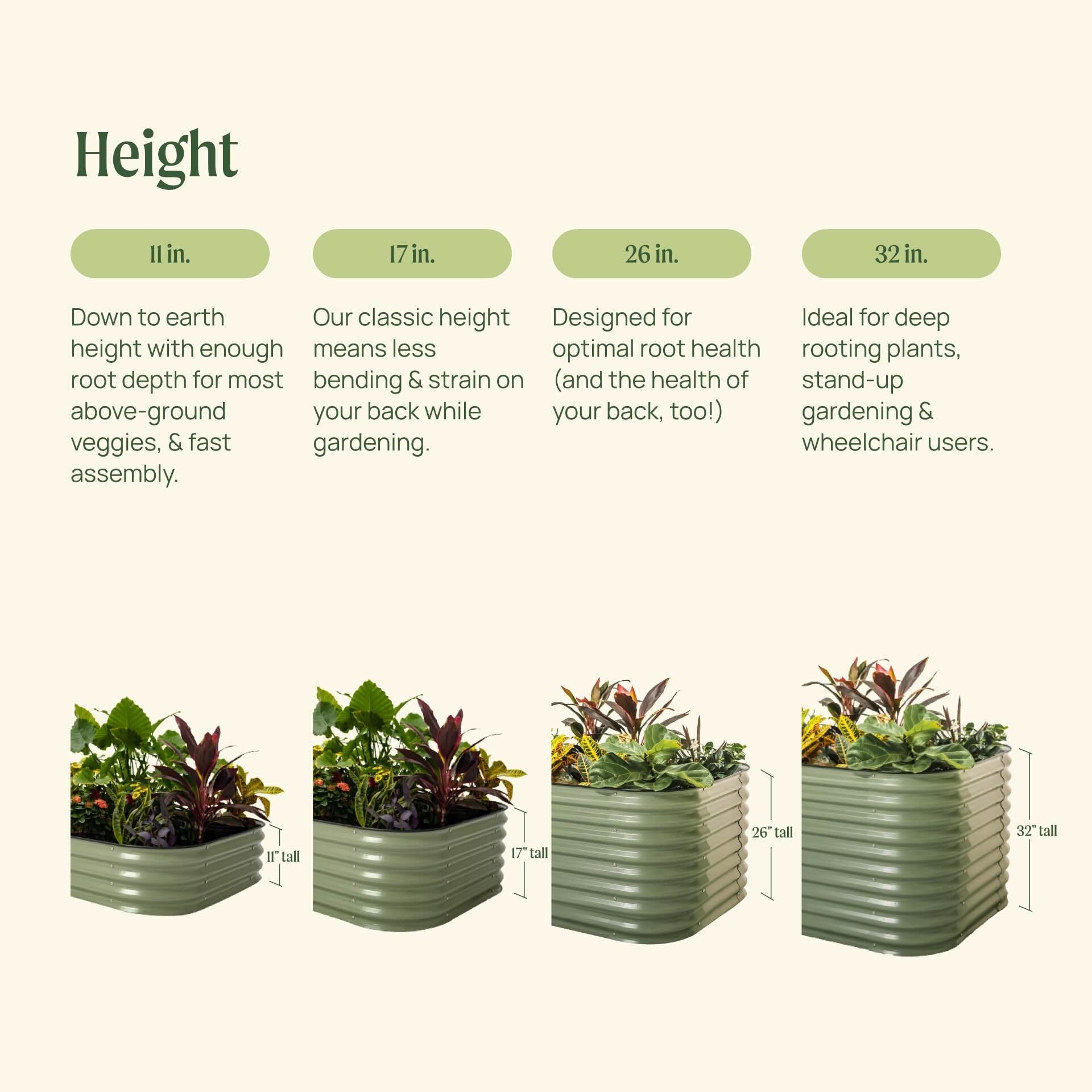 17" Tall 9 In 1 Large Modular Metal Raised Garden Bed Kit