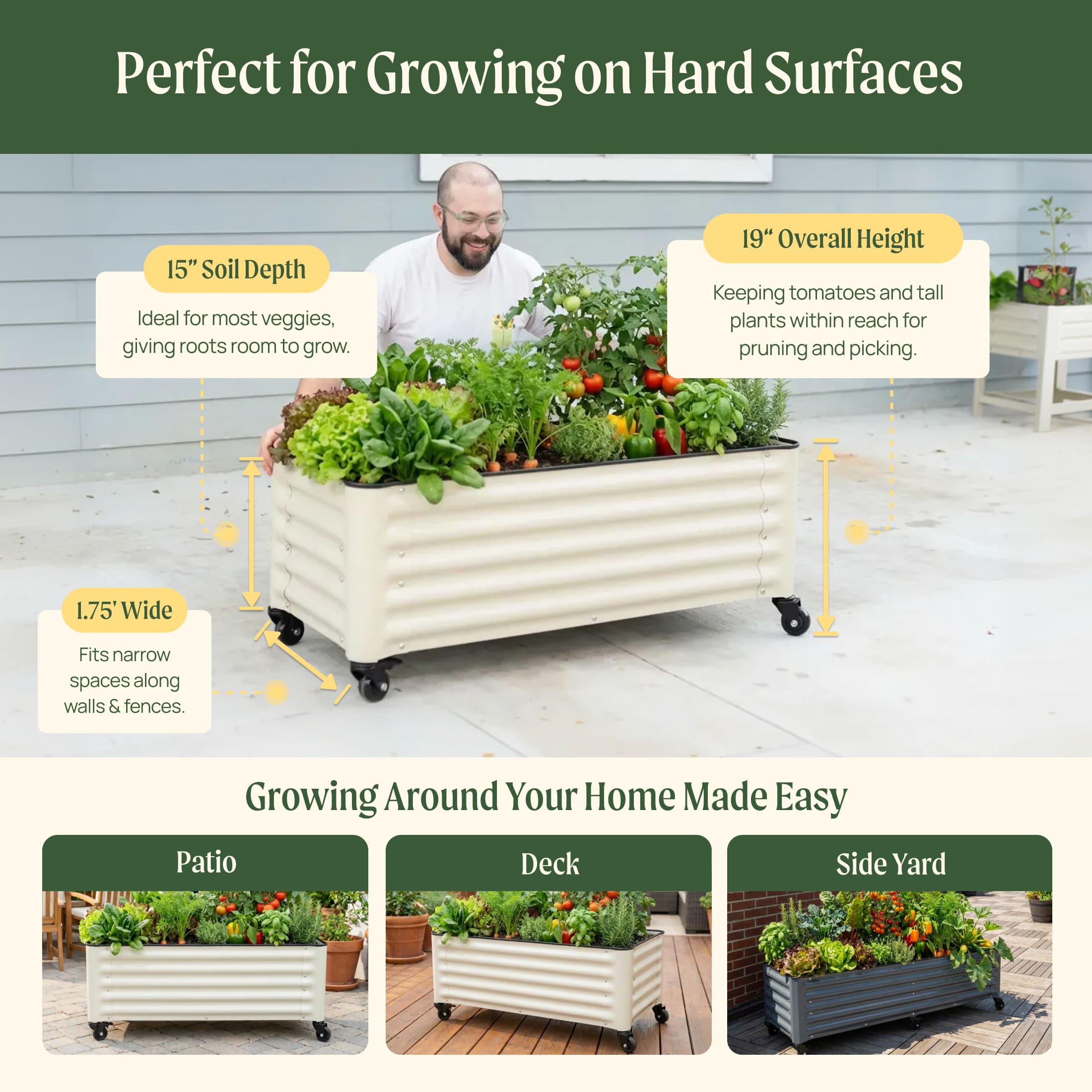 Classic Rolling Cube Planter - 1.75' x 1.75'