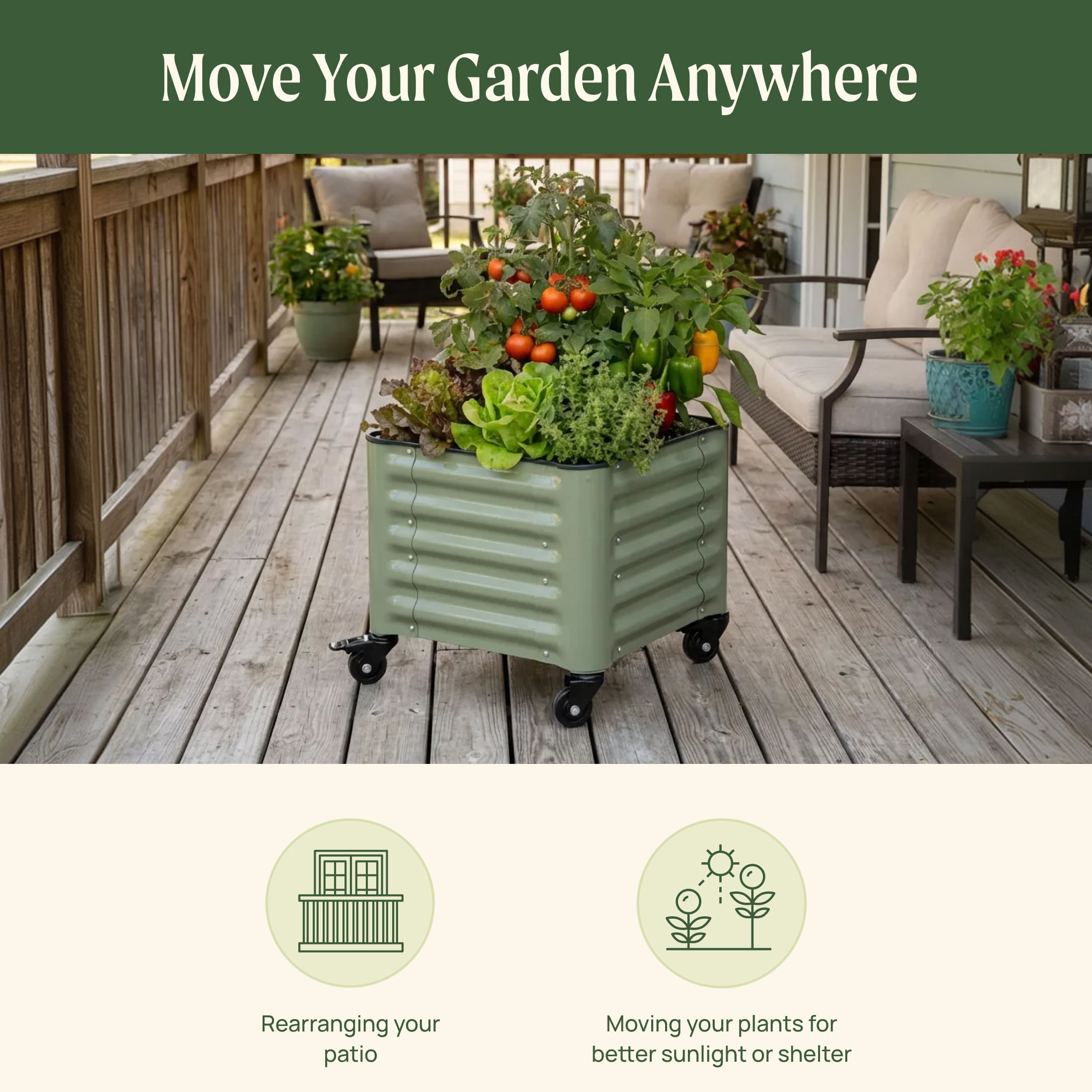 Classic Rolling Cube Planter - 1.75' x 1.75'