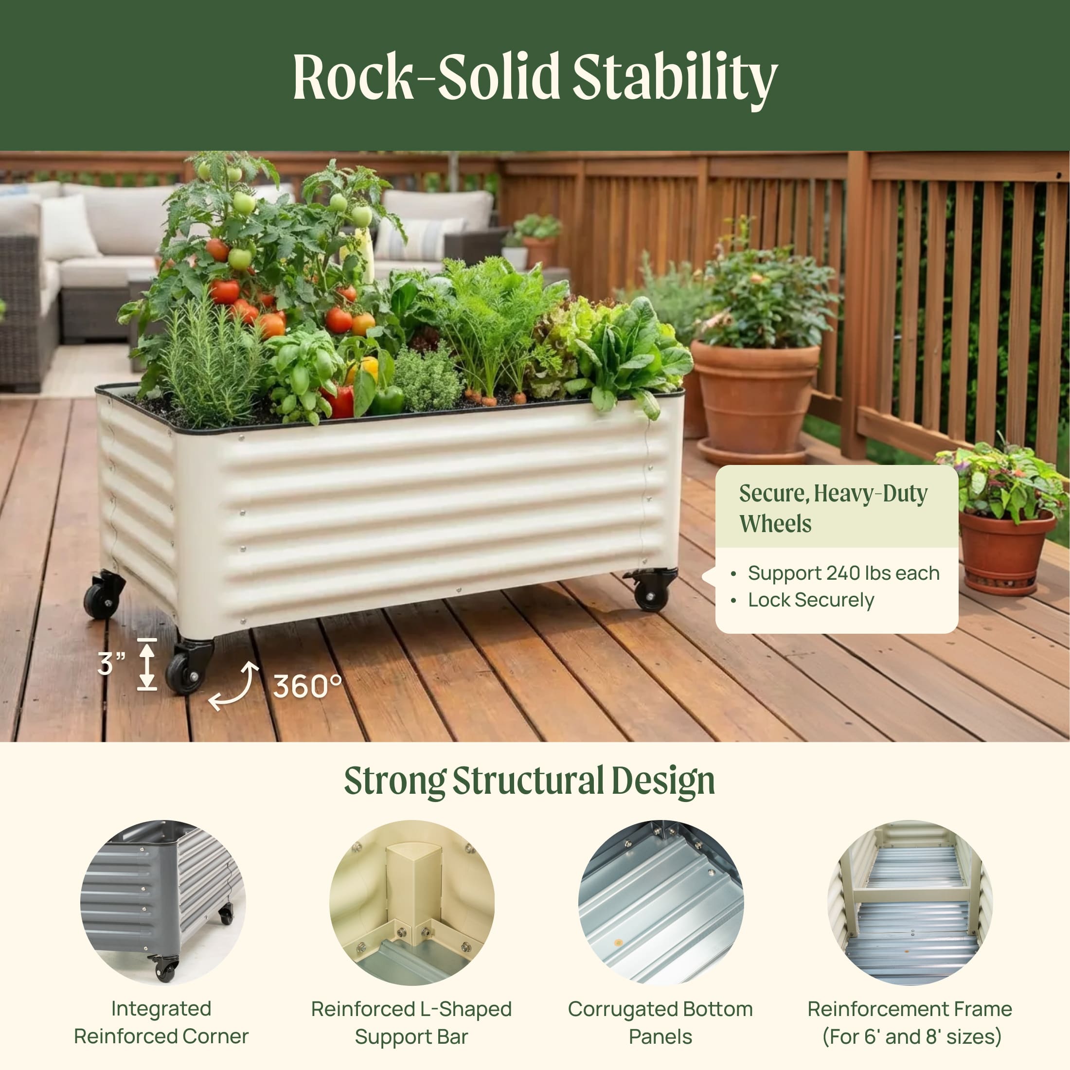 Classic Rolling Cube Planter - 1.75' x 1.75'